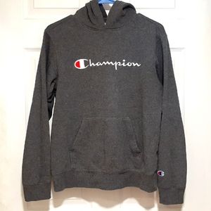 Champion Hoodie Youth XL Hooded Sweatshirt Grey Gray Athletic